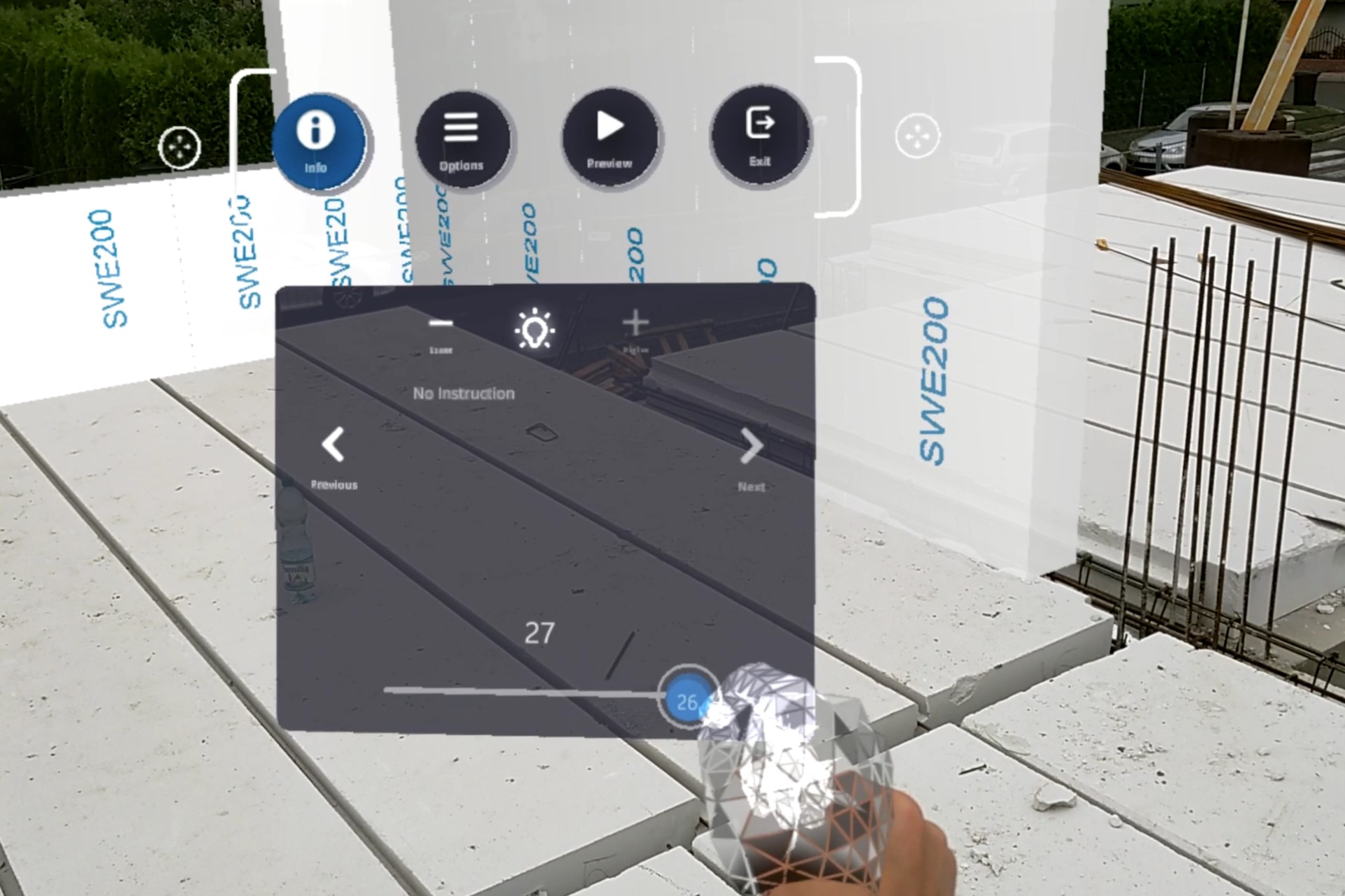 Widok w okularach HoloLens - budowa Xella Ytong - wirtualny model 3d domu